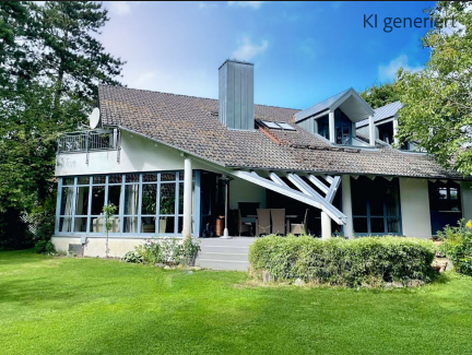 ARCHITEKTEN-VILLA MIT GROSSEM GARTEN - 2 KAMINE, ÜBERDACHTE TERRASSE & 3 BALKONE - KELLER & GARAGE